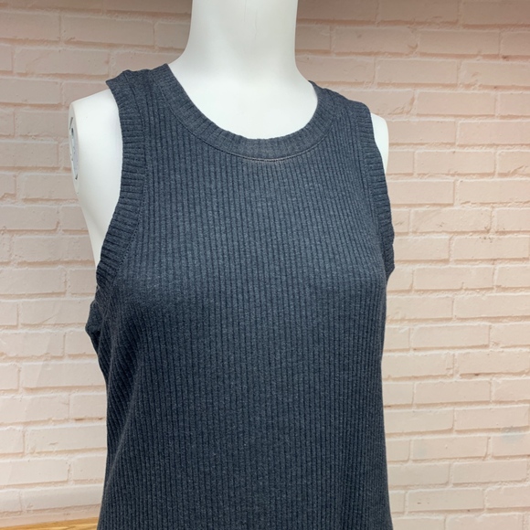Madewell Ribbed Tank Stretch Gray Dress Large - Picture 2 of 8